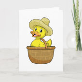 Eend als boer met mand kaart (Voorkant)