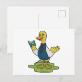 Eend als leraar met boek briefkaart (Voorkant / Achterkant)