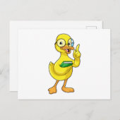 Eend als leraar met boek en bril briefkaart (Voorkant / Achterkant)