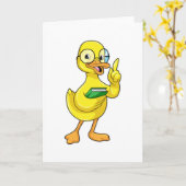 Eend als leraar met boek en bril kaart (Gele Bloem)