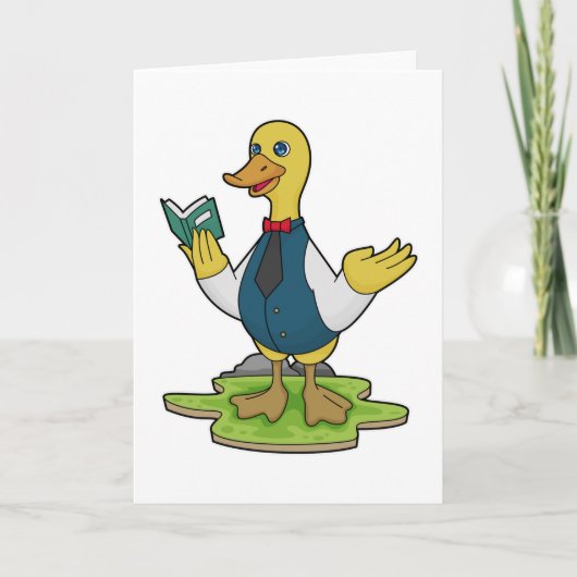 Eend als leraar met boek kaart (Voorkant)