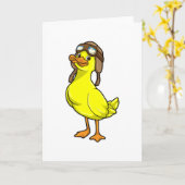 Eend als piloot met pet en stofbril kaart (Gele Bloem)