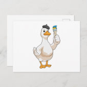 Eend als schilder met verfkwast briefkaart (Voorkant / Achterkant)
