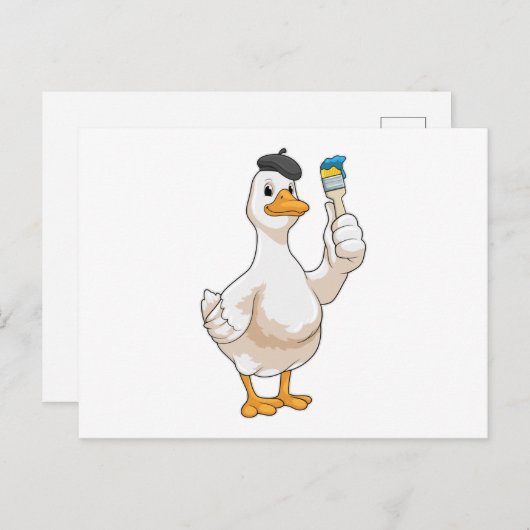 Eend als schilder met verfkwast briefkaart (Voorkant / Achterkant)