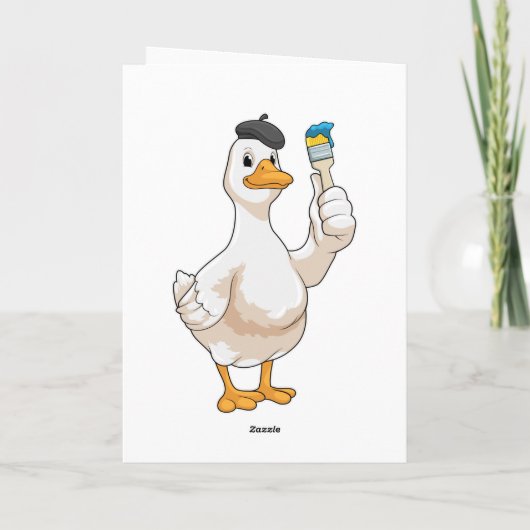 Eend als schilder met verfkwast kaart (Achterkant)