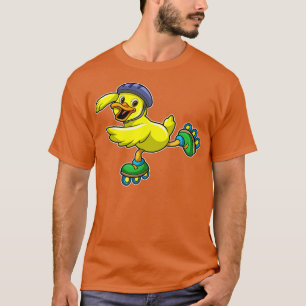 Eend als Skater met Schaatsen Helm T-shirt