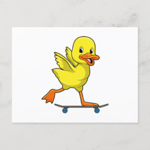 Eend als skater met skateboard briefkaart