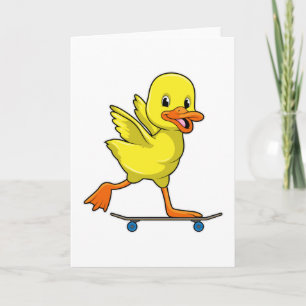 Eend als skater met skateboard kaart