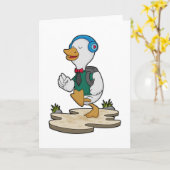 Eend als wandelaar met rugzak kaart (Gele Bloem)