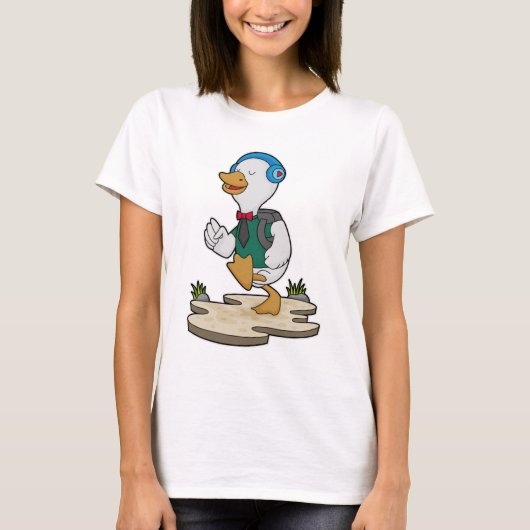 Eend als wandelaar met rugzak t-shirt (Voorkant)