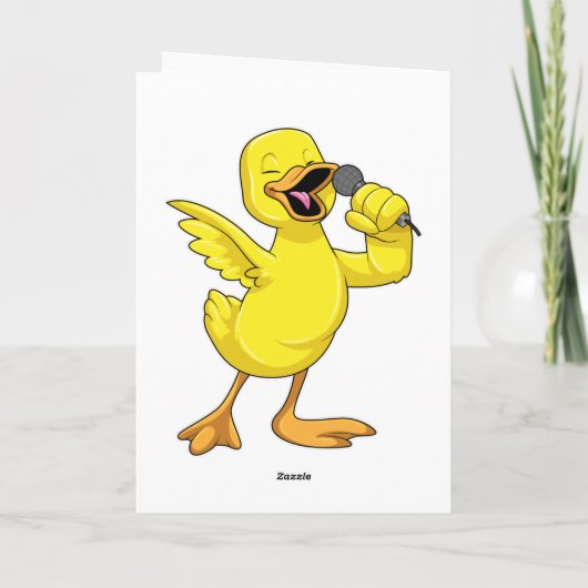 Eend als zanger met microfoon kaart (Achterkant)