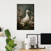 Eend Antieke Printbare Kunst, Eend Bloem Minimalis Poster (Thuiskantoor)