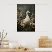 Eend Antieke Printbare Kunst, Eend Bloem Minimalis Poster (Keuken)