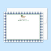 Eend Baby Boy Bedankt Blue Gingham Stationery Notitiekaartje