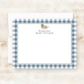 Eend Baby Boy Bedankt Blue Gingham Stationery Notitiekaartje