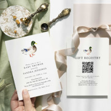 Eend Baby shower 2-zijdige Gift Registry QR Code