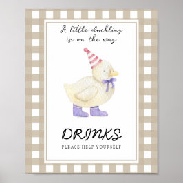 Eend baby shower - Dranken pak zelf Poster