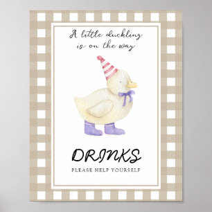 Eend baby shower - Dranken pak zelf Poster