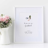 Eend Baby shower Elegant Guestbook Sign Minimal Poster