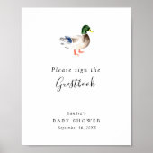 Eend Baby shower Elegant Guestbook Sign Minimal Poster (Voorkant)