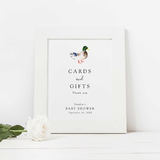 Eend Baby shower Elegante Kaarten en Geschenken Te Poster