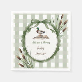 Eend Baby Shower Gingham Salie Servet