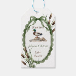 Eend Baby Shower Groen Bedankt Cadeaulabel