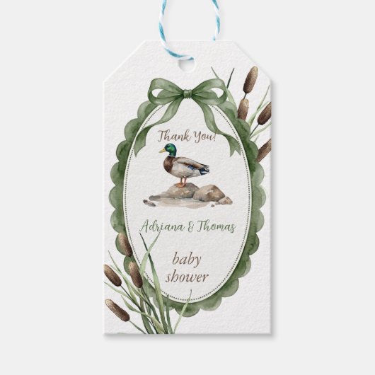 Eend Baby Shower Groen Bedankt Cadeaulabel (Voorkant)