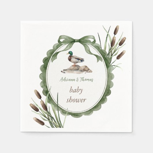 Eend Baby Shower Groen Servet (Voorkant)