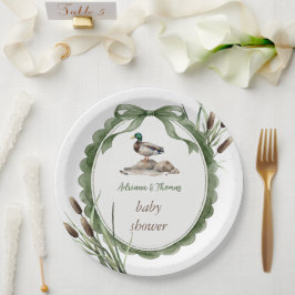 Eend Baby Shower Groen Wit Papieren Bordje