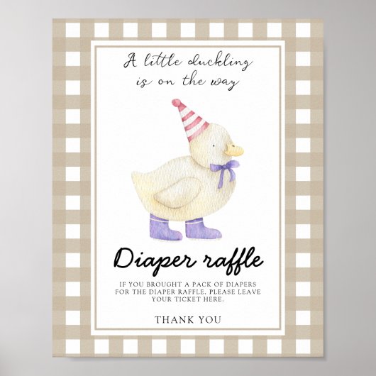 Eend baby shower - luier raffle poster (Voorkant)