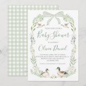 Eend Baby shower Preppy Coquette Sage Groen Kaart (Voorkant / Achterkant)