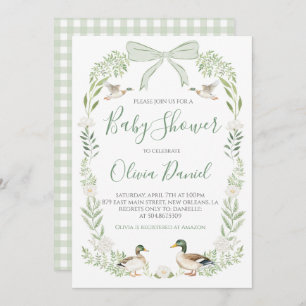 Eend Baby shower Preppy Coquette Sage Groen Kaart