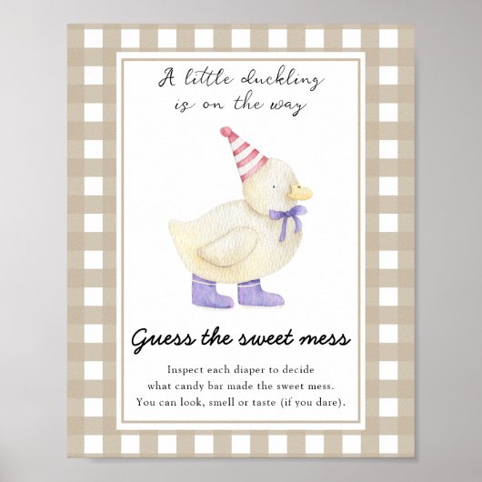 eend baby shower - Raad de zoete rommel Poster (Voorkant)