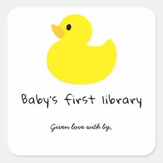 Eend - Baby's eerste bibliotheek Vierkante Sticker (Voorkant)