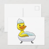 Eend bij baden met badkuip en schuim briefkaart (Voorkant / Achterkant)