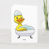 Eend bij baden met badkuip en schuim kaart (Achterkant)