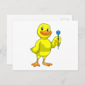 Eend bij Darts met Pijltje Briefkaart (Voorkant / Achterkant)