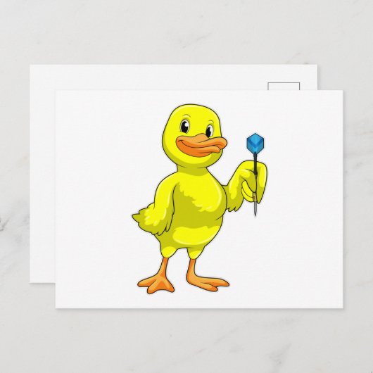 Eend bij Darts met Pijltje Briefkaart (Voorkant / Achterkant)