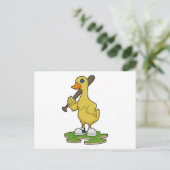 Eend bij honkbal met honkbalknuppel briefkaart (Staand voorkant)