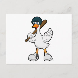 Eend bij honkbal met honkbalknuppel en helm briefkaart