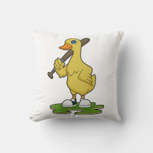 Eend bij honkbal met honkbalknuppel kussen