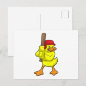 Eend bij honkbal met honknuppels en pet briefkaart (Voorkant / Achterkant)