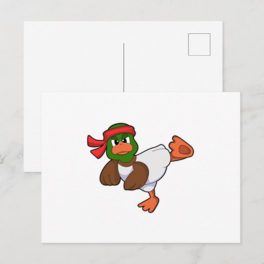 Eend bij karate vechtsporten briefkaart (Voorkant / Achterkant)