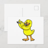 Eend bij muziek met fluit briefkaart (Voorkant / Achterkant)