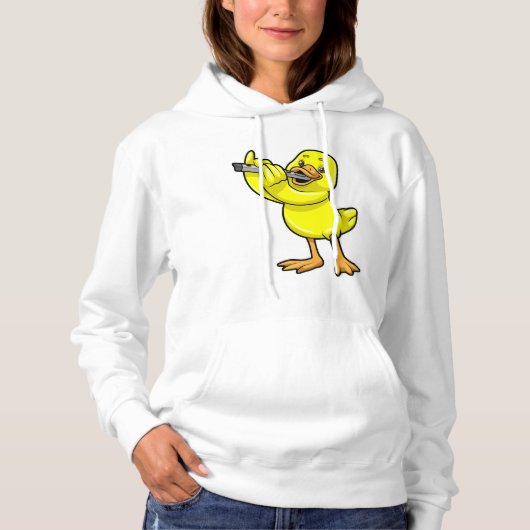 Eend bij muziek met fluit hoodie (Voorkant)