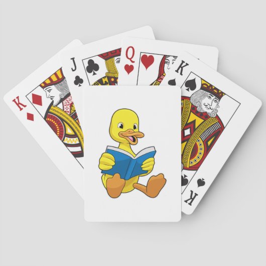 Eend bij Reading met boek Pokerkaarten (Achterkant)