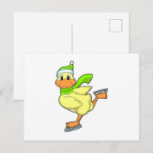 Eend bij schaatsen met schaatsen briefkaart (Voorkant / Achterkant)
