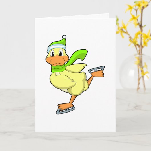 Eend bij schaatsen met schaatsen kaart (Gele Bloem)