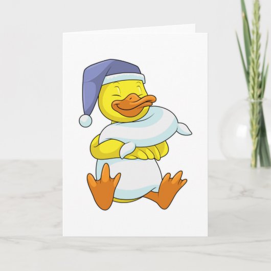 Eend bij Slapen met Nachtmuts Kaart (Voorkant)